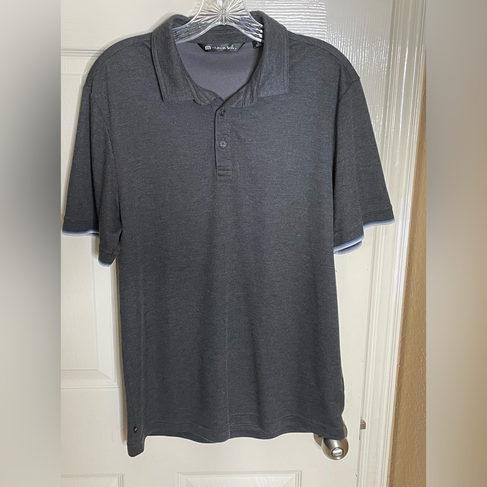 Travis Matthew Men's Gray Golf Polo Shirt Size L Polyester/ Acrylic‌ - Picture 6 of 9